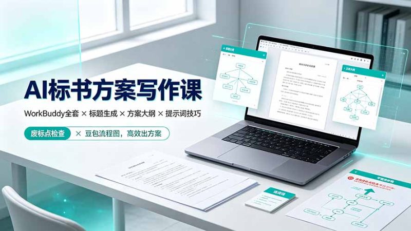 AI标书方案写作课:WorkBuddy全套×标题生成×方案大纲×提示词技巧×废标点检查×豆包流程图,高效出方案-紫橙项目网
