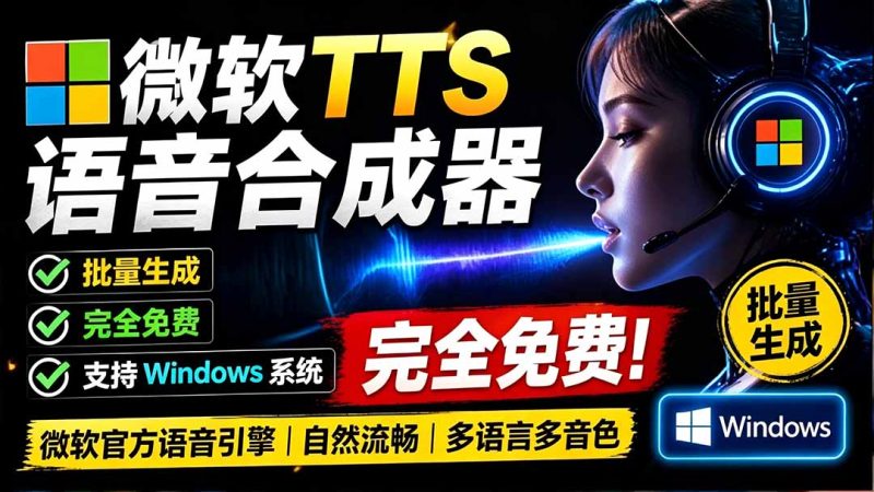微软 TTS 免费语音配音生成器,完全免费,支持多语音、多音色选择,Windows系统专用 TTS语音合成器-紫橙项目网