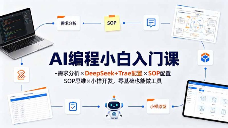 AI编程小白入门课-需求分析×DeepSeek+Trae配置×SOP思维×小样开发,零基础也能做工具-紫橙项目网