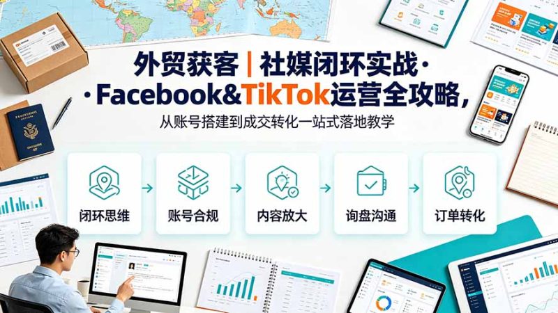 外贸获客|社媒闭环实战·Facebook&TikTok运营全攻略,从账号搭建到成交转化一站式落地教学-紫橙项目网