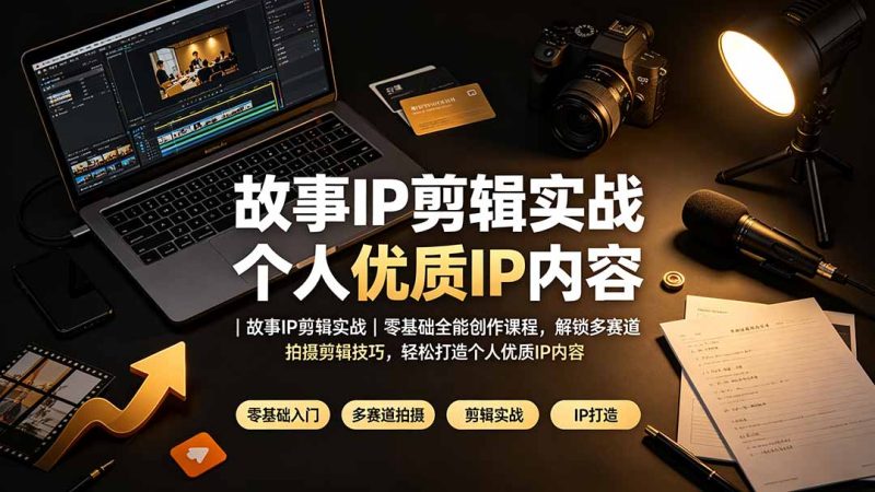 故事IP剪辑实战|零基础全能创作课程,解锁多赛道拍摄剪辑技巧,轻松打造个人优质IP内容-紫橙项目网