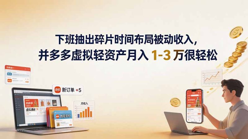 下班抽出碎片时间布局被动收入,拼多多虚拟轻资产月入 1-3 万很轻松-紫橙项目网