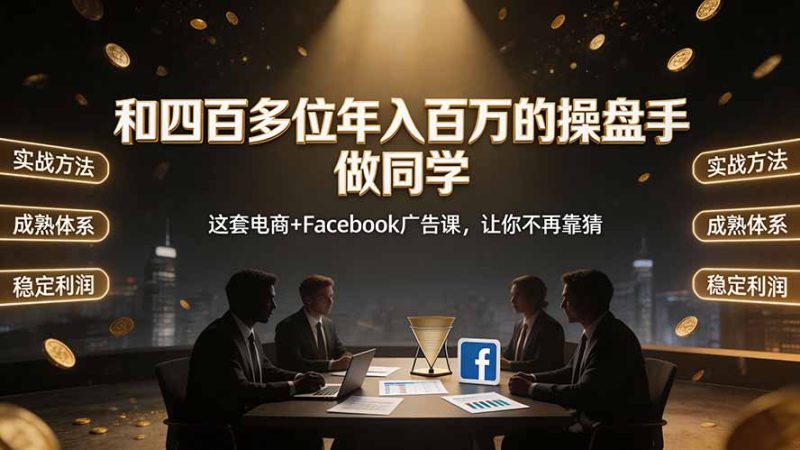 和四百多位年入百万的操盘手做同学——这套电商+Facebook广告课,让你不再靠猜【原创双语字幕】-紫橙项目网