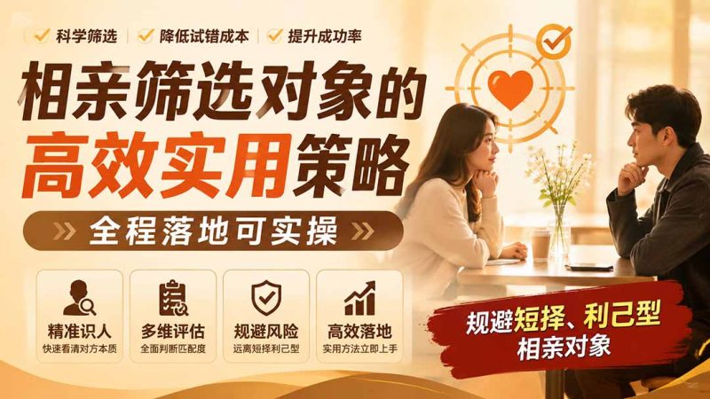 付费文章:相亲筛选对象的高效实用策略,全程落地可实操,规避短择、利己型相亲对象-紫橙项目网