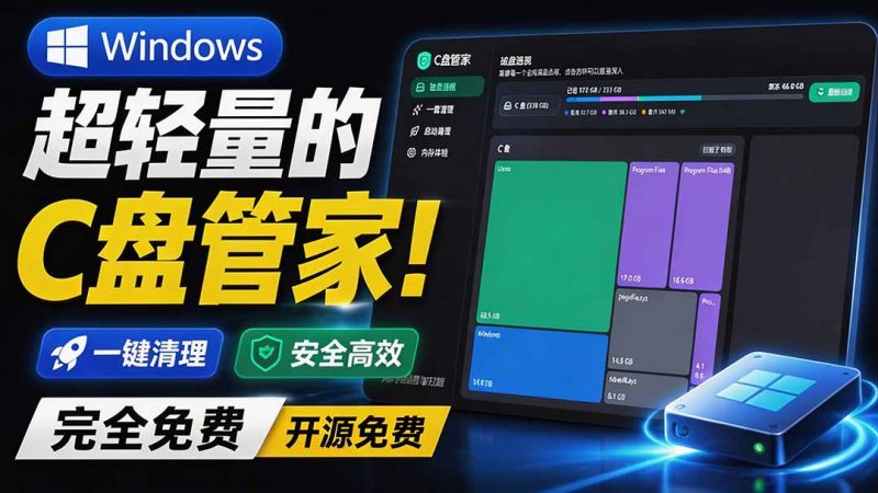 Windows 超轻量的C盘管家!超级有特点,支持磁盘分析及清理提醒,2M大小体积,完全免费 C盘管家-紫橙项目网