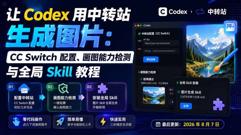 让 Codex 用中转站生成图片:CC Switch 配置、画图能力检测与全局 Skill 教程-紫橙项目网