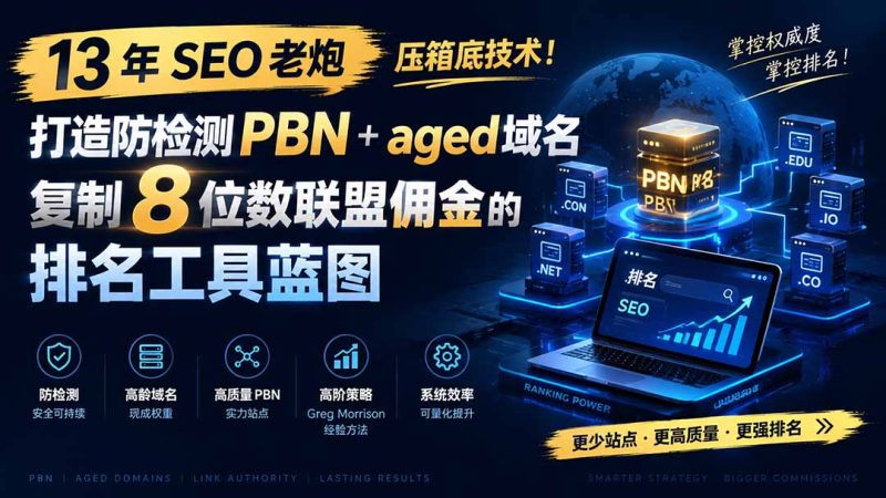 13 年 SEO 老炮压箱底技术!打造防检测 PBN+aged 域名,复制 8 位数联盟佣金的排名工具蓝图【原创双语字幕】-紫橙项目网