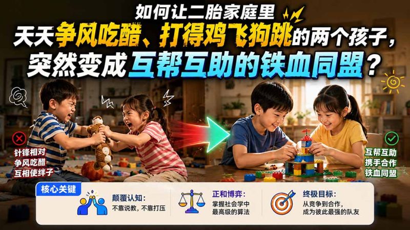 付费文章:如何让二胎家庭里天天争风吃醋、打得鸡飞狗跳的两个孩子,突然变成互帮互助的铁血同盟?-紫橙项目网
