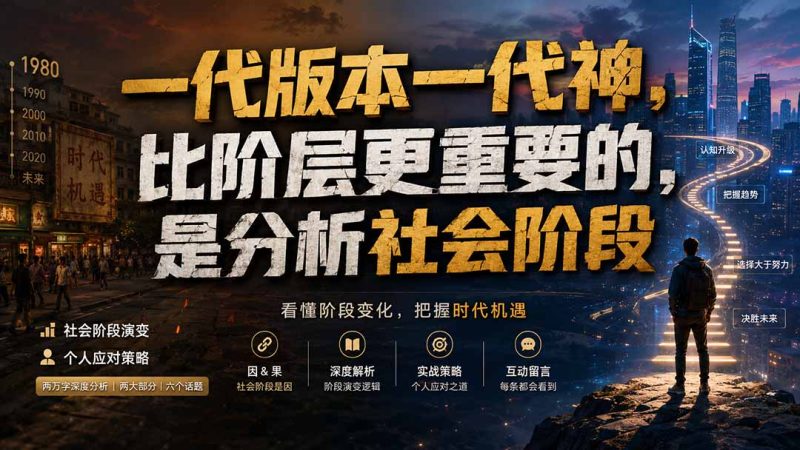 付费文章:一代版本一代神,比阶层更重要的,是分析社会阶段-紫橙项目网