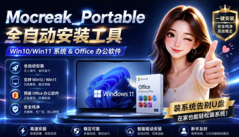 Mocreak全自动安装office和win10、win11系统,告别U盘装系统,使用安全可靠-紫橙项目网