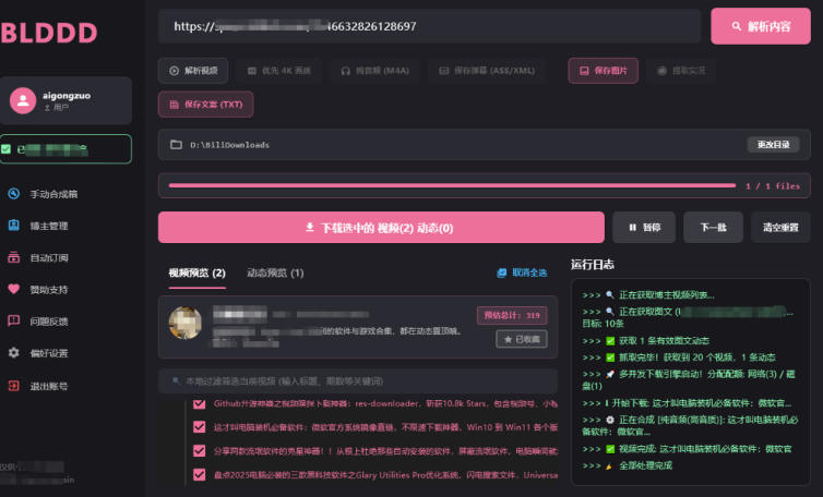 BLDDD 哔哩哔哩下载工具，支持合集下载，字幕、声音下载