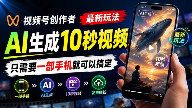 视频号创作者最新玩法,AI生成10秒视频,只需要一部手机就可以搞定 - 中创网