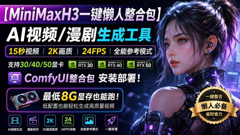 MiniMaxH3一键懒人整合包:AI视频/漫剧生成工具,15秒视频-紫橙项目网