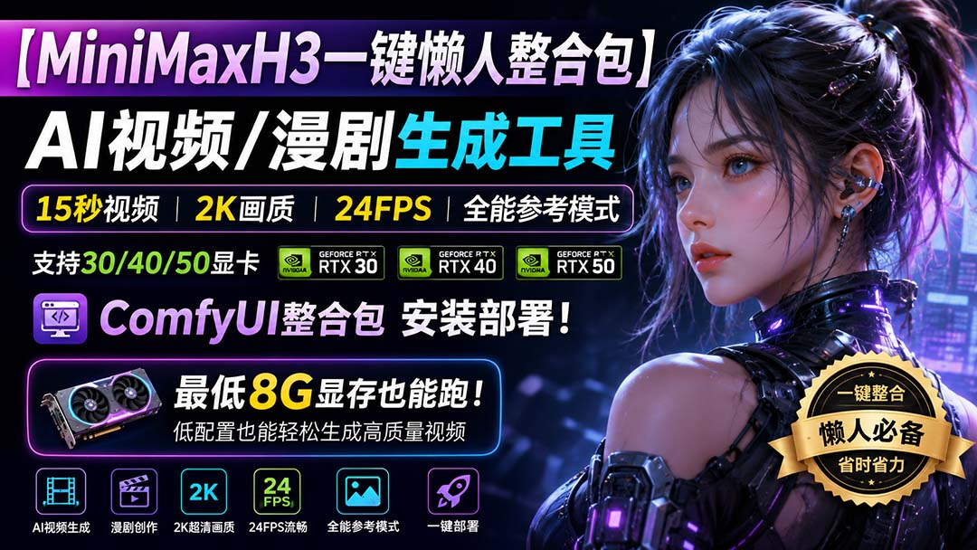 MiniMaxH3一键懒人整合包：AI视频/漫剧生成工具，15秒视频