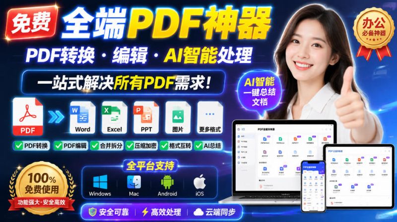 免费全端PDF神器,PDF转换·编辑·AI智能处理,一站式解决所有PDF需求!-紫橙项目网