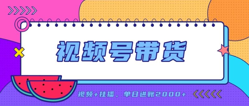 日入2000+的副业,视频号带货,一部手机改写人生篇章,无需投资-紫橙项目网
