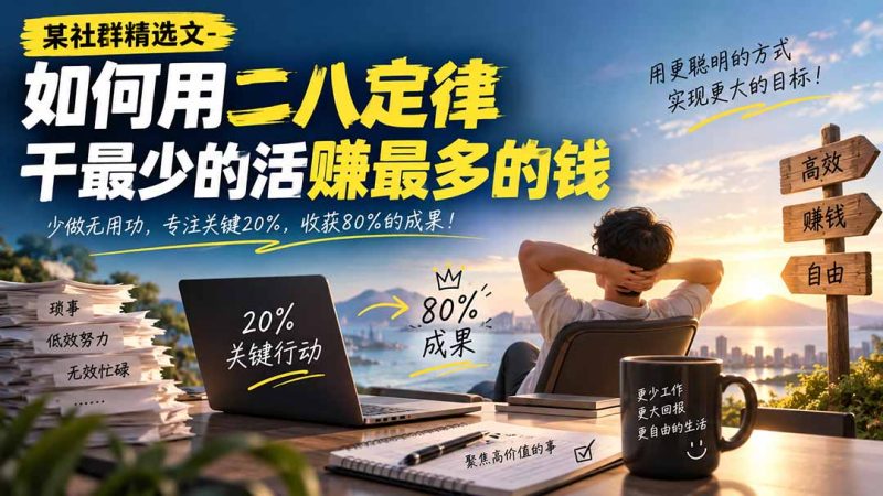 某社群精选文-如何用二八定律干最少的活赚最多的钱-紫橙项目网