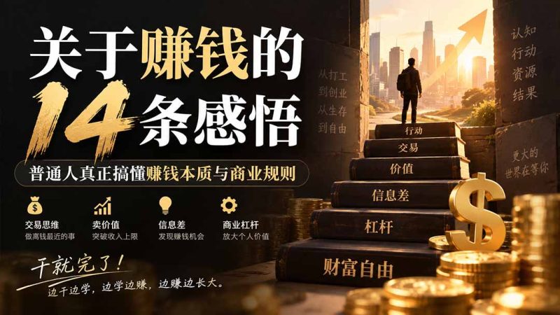付费文章:关于賺钱的14条感悟关于赚钱的14条感悟:普通人真正搞懂赚钱本质与商业规则-紫橙项目网