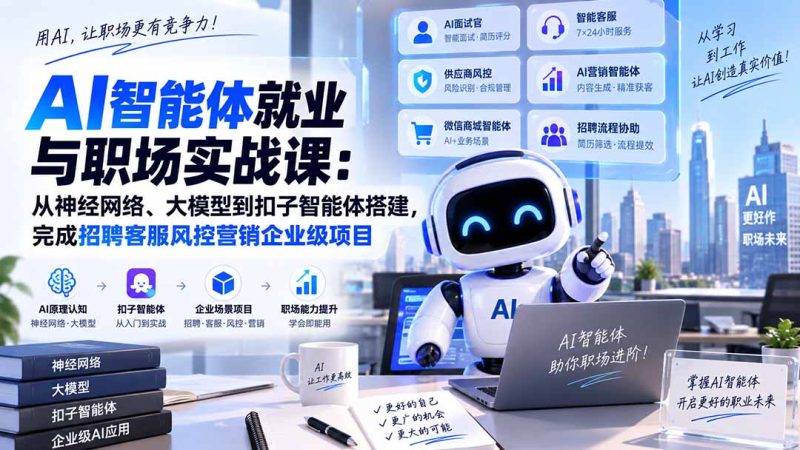 AI智能体就业与职场实战课：从神经网络、大模型到扣子智能体搭建，完成招聘客服风控营销企业级项目-紫橙项目网