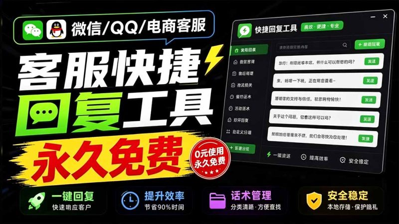 微信/QQ/电商客服快捷回复工具,支持多平台话术库与一键发送,永久免费,使用简单!易歪歪-紫橙项目网