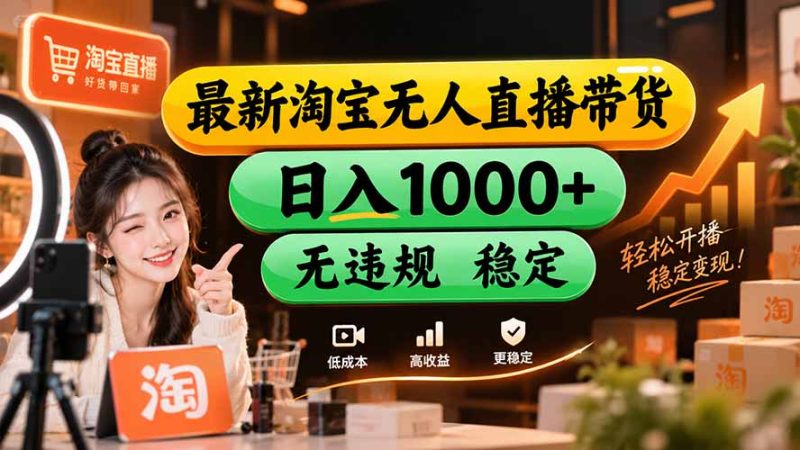 【新技术】淘宝无人直播,独家,日入2K+,无封号,可矩阵,长期稳定-紫橙项目网