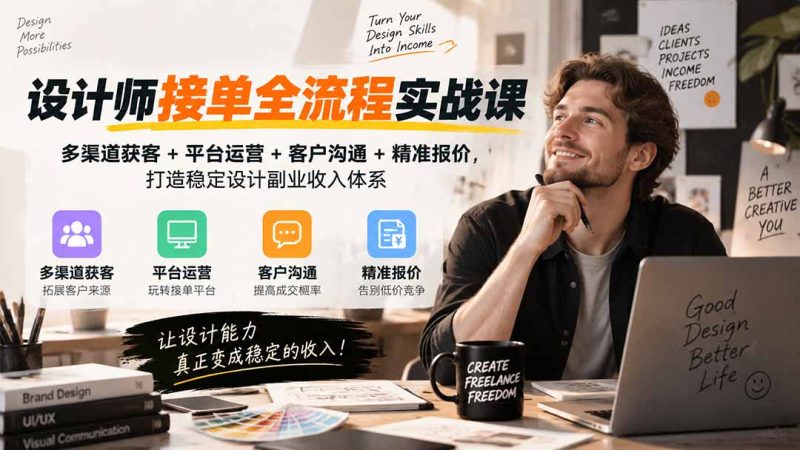 设计师接单全流程实战课-无水印|多渠道获客+平台运营+客户沟通+精准报价,打造稳定设计副业收入体系 - 中创网