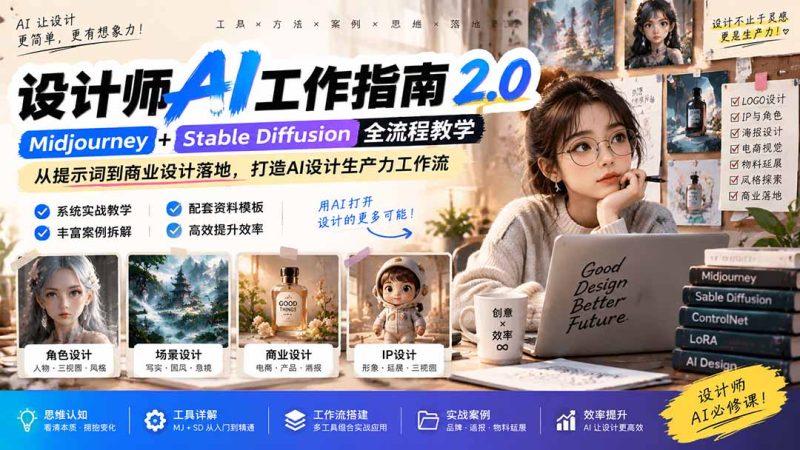 《设计师AI工作指南 2.0》-无水印课:从思维落地,解锁 AI 设计生产力-紫橙项目网