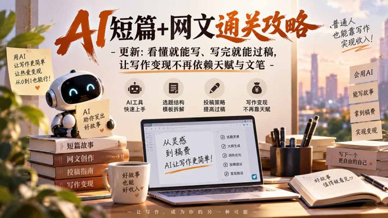 AI短篇+网文通关攻略-更新0921:看懂就能写、写完就能过稿,让写作变现不再依赖天赋与文笔-紫橙项目网