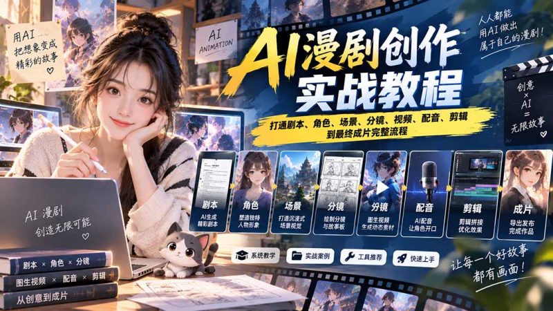 2026 AI漫剧创作实战教程:打通剧本、角色、场景、分镜、视频、配音、剪辑到最终成片完整流程-紫橙项目网