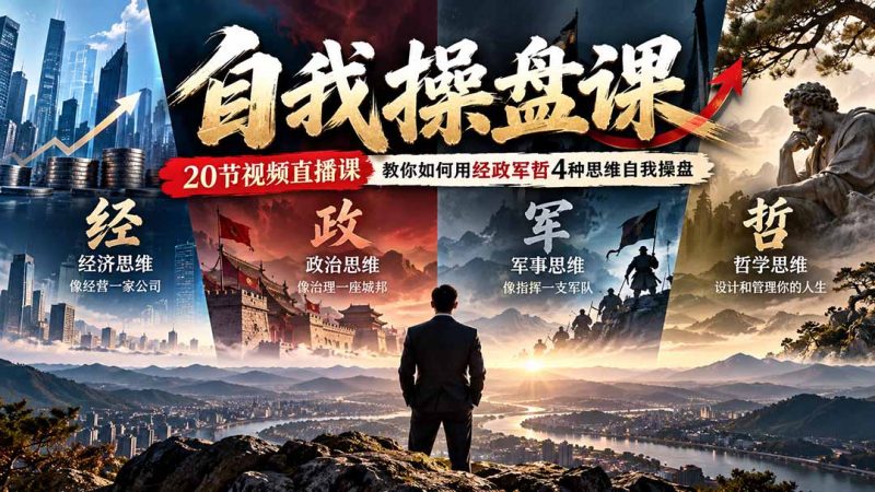 【无水印】自我操盘课,20节视频直播课教你如何用经政军哲4种思维自我操盘(更新0924)-紫橙项目网