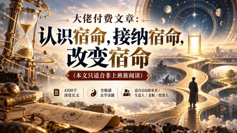 【无水印】大佬付费文章:认识宿命,接纳宿命,改变宿命(本文只适合非上班族阅读)-紫橙项目网
