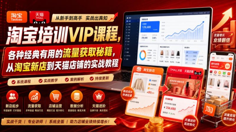 淘宝培训VIP课程,各种经典有用的流量获取秘籍,从淘宝新店到天猫店铺的实战教程(更新7月) - 冒泡网