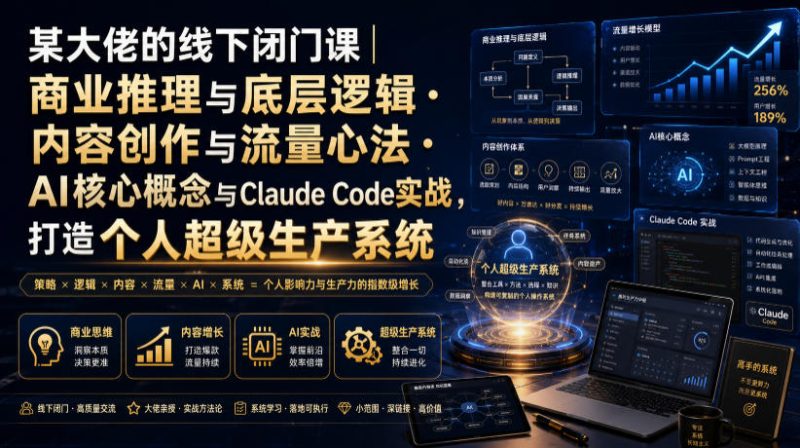 某大佬的线下闭门课|商业推理与底层逻辑・内容创作与流量心法・AI核心概念与Claude Code实战,打造个人超级生产系统【录音+图片】-紫橙项目网