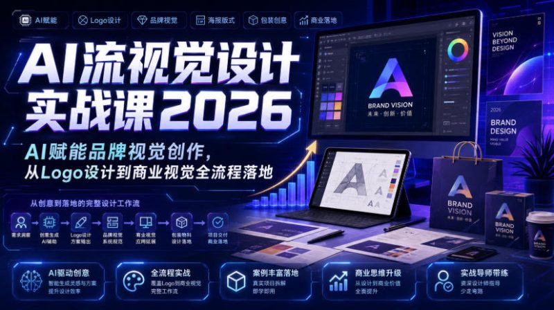 AI流视觉设计实战课2026:AI赋能品牌视觉创作,从Logo设计到商业视觉全流程落地-紫橙项目网