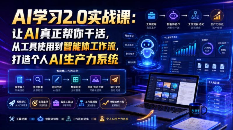 AI学习2.0实战课:让AI真正帮你干活,从工具使用到智能体工作流,打造个人AI生产力系统-紫橙项目网