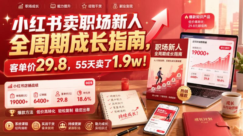 小红书卖职场新人全周期成长指南,客单价29.8,55天卖了1.9w!-紫橙项目网