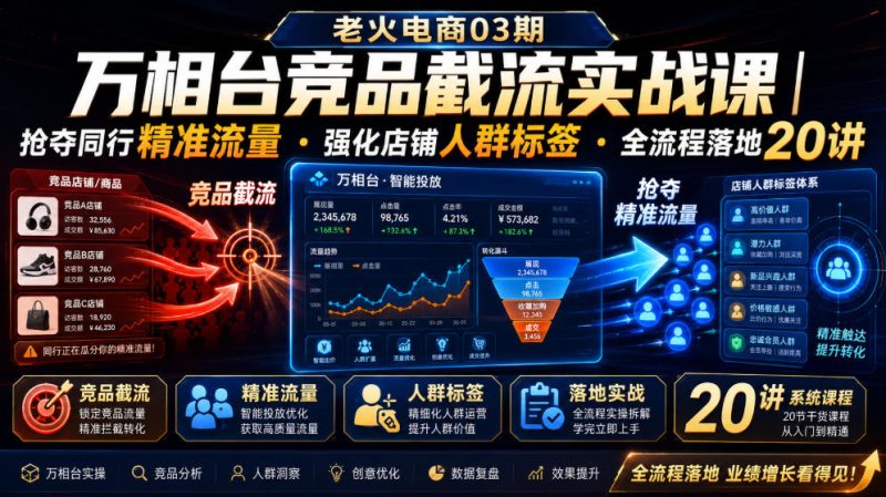 老火电商03期・万相台竞品截流实战课|抢夺同行精准流量・强化店铺人群标签・全流程落地20讲-紫橙项目网
