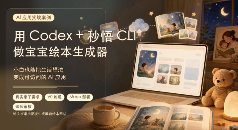 AI应用实战案例,用Codex+秒悟CLl做宝宝绘本生成器,小白也能把生活想法变成可访问的AI应用 - 冒泡网