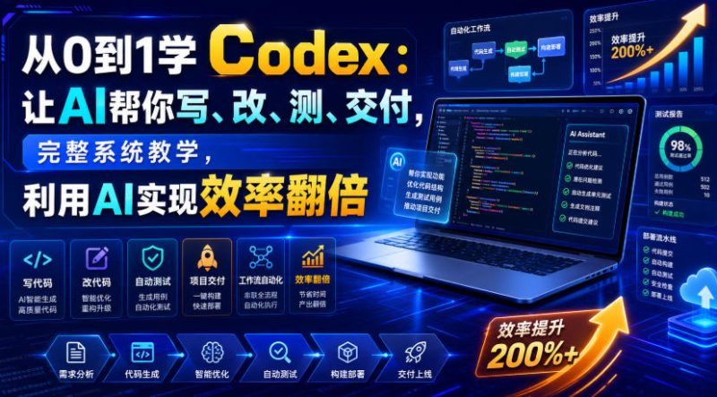 从0到1学Codex:让AI帮你写、改、测、交付,完整系统教学,利用AI实现效率翻倍-紫橙项目网