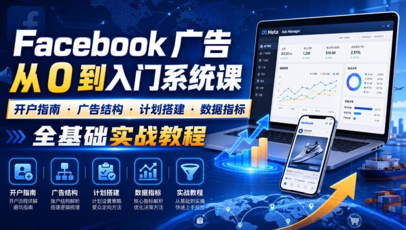 Facebook广告新手从0到入门系统课|开户指南・广告结构・计划搭建・数据指标全基础实战教程-紫橙项目网
