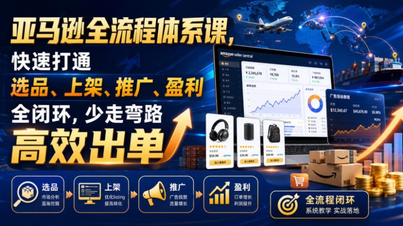 亚马逊全流程体系课，快速打通选品、上架、推广、盈利全闭环，少走弯路高效出单-紫橙项目网