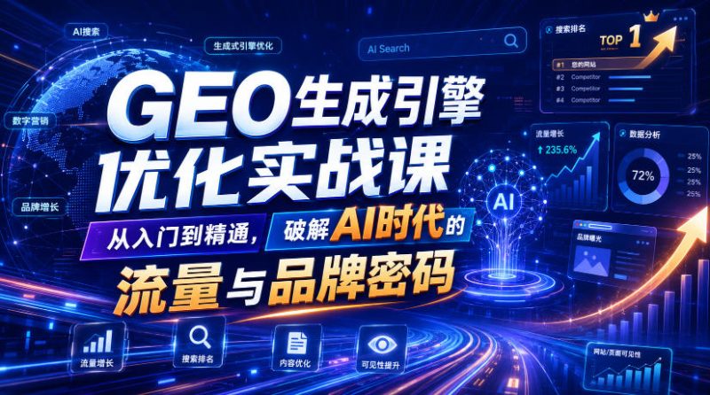 GEO生成引擎优化实战课,从入门到精通,破解AI时代的流量与品牌密码 - 冒泡网