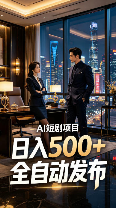 快手AI短剧自动发布,矩阵批量运营变现,轻资产副业项目,日入500+-紫橙项目网