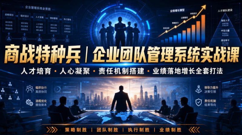 商战特种兵|企业团队管理系统实战课人才培育・人心凝聚・责任机制搭建・业绩落地增长全套打法-紫橙项目网