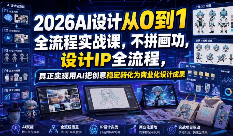 2026AI设计从0到1全流程实战课，不拼画功，设计IP全流程，真正实现用AI把创意稳定转化为商业化设计成果-紫橙项目网