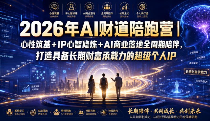 2026年AI财道陪跑营|心性筑基+IP心智修炼+AI商业落地全周期陪伴,打造具备长期财富承载力的超级个人IP-紫橙项目网