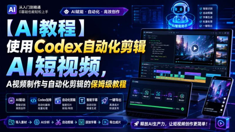 【AI教程】使用Codex自动化剪辑AI短视频,AI视频制作与自动化剪辑的保姆级教程-紫橙项目网