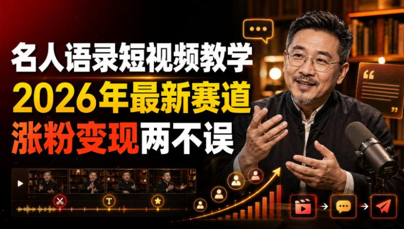 名人语录短视频教学,2026年最新赛道,涨粉变现两不误-紫橙项目网