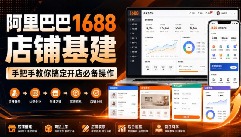 阿里巴巴1688店铺基建,手把手教你搞定开店必备操作(更新8月)-紫橙项目网