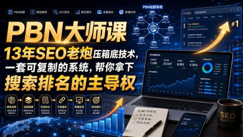 PBN大师课13年SEO老炮压箱底技术,一套可复制的系统,帮你拿下搜索排名的主导权【原创双语字幕】-紫橙项目网